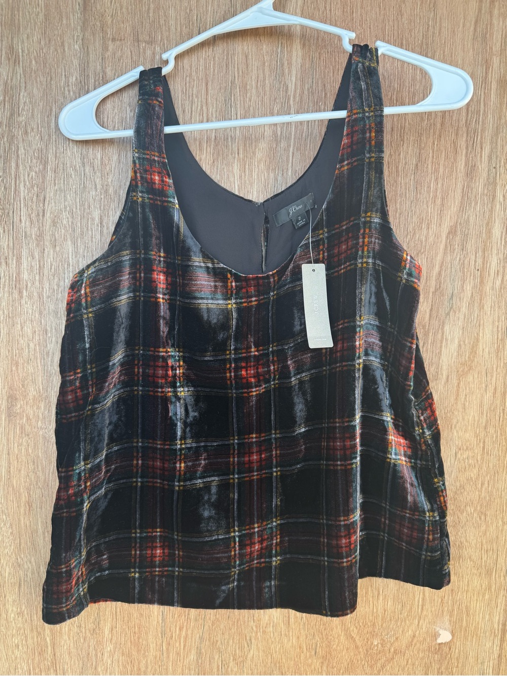 J. Crew NWT Velvet Plaid Tank Top